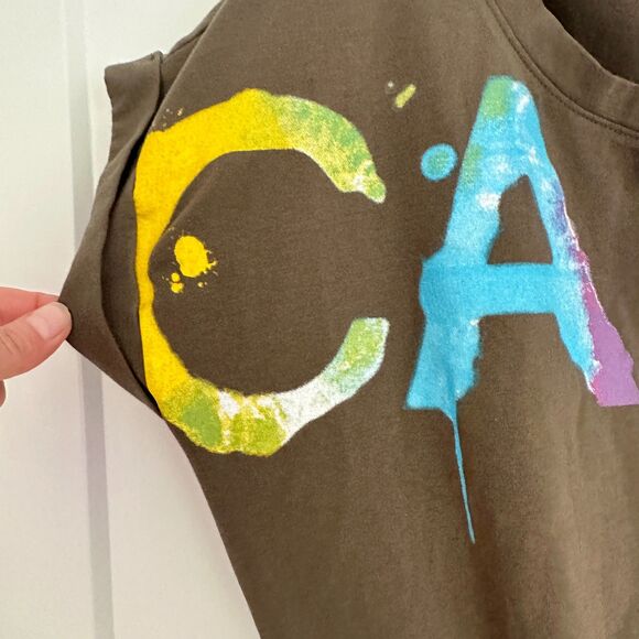 Calvin Klein Rainbow Logo Roll Sleeve Cinched Waist Dress Size M - Picture 4 of 6